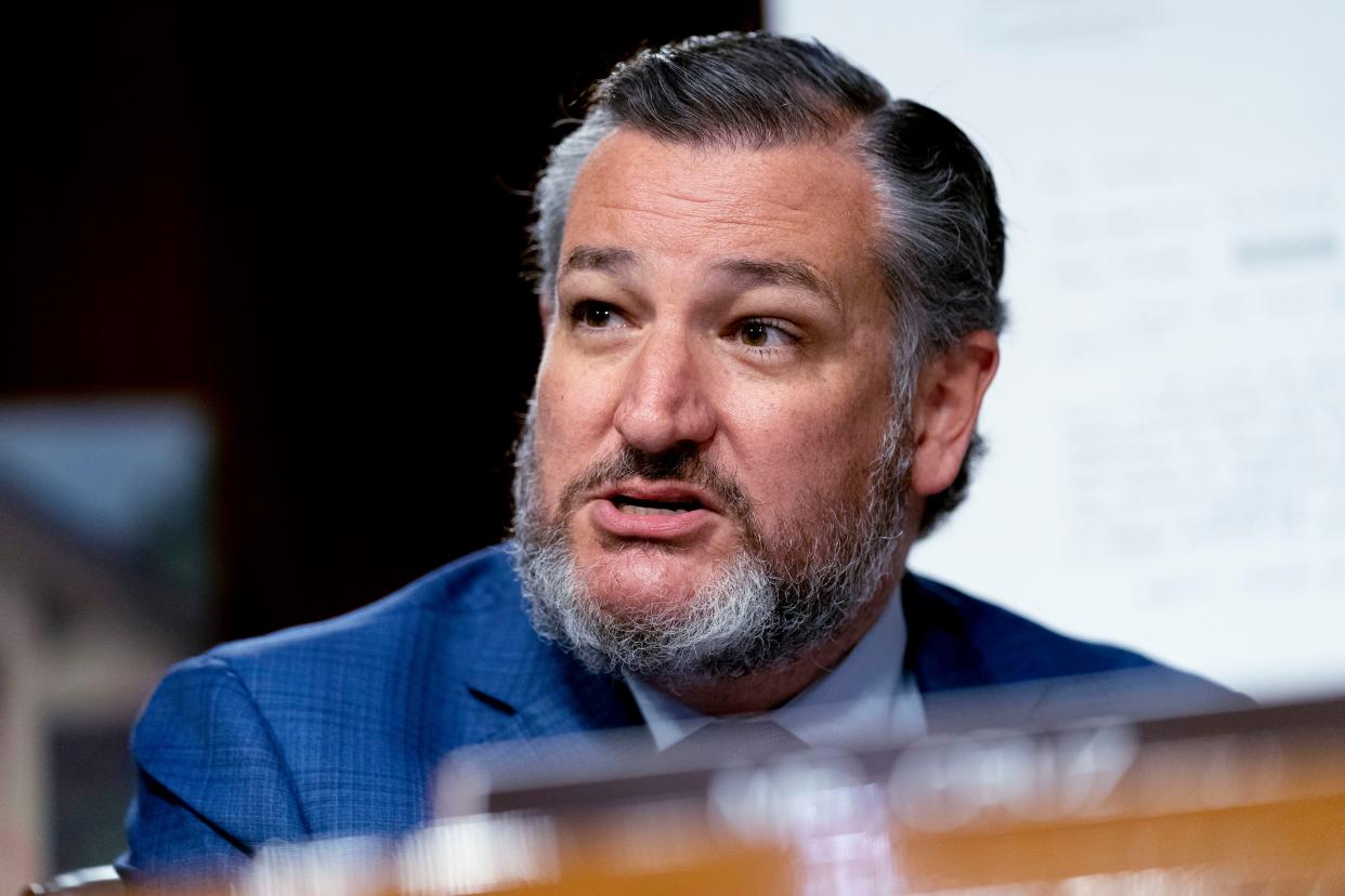 Sen. Ted Cruz, R-Texas, speaks during a Senate Judiciary Committee Hearing to examine a post-Roe America, focusing on the legal consequences of the Dobbs decision, on Capitol Hill in Washington, Tuesday, July 12, 2022. (AP Photo/Andrew Harnik)