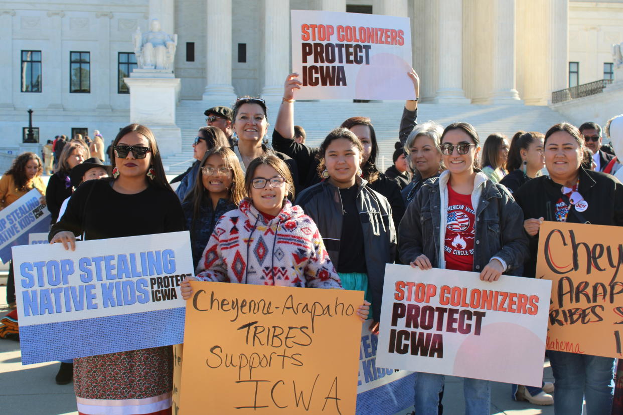 Protesters outside of the Supreme Court on Wednesday, Nov. 9. (photo by Darren Thompson for Native News Online)