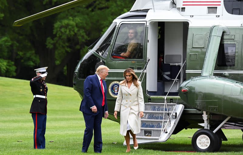 U.S. President Donald Trump arrives at White House after traveling to Baltimore on Memorial Day in Washington