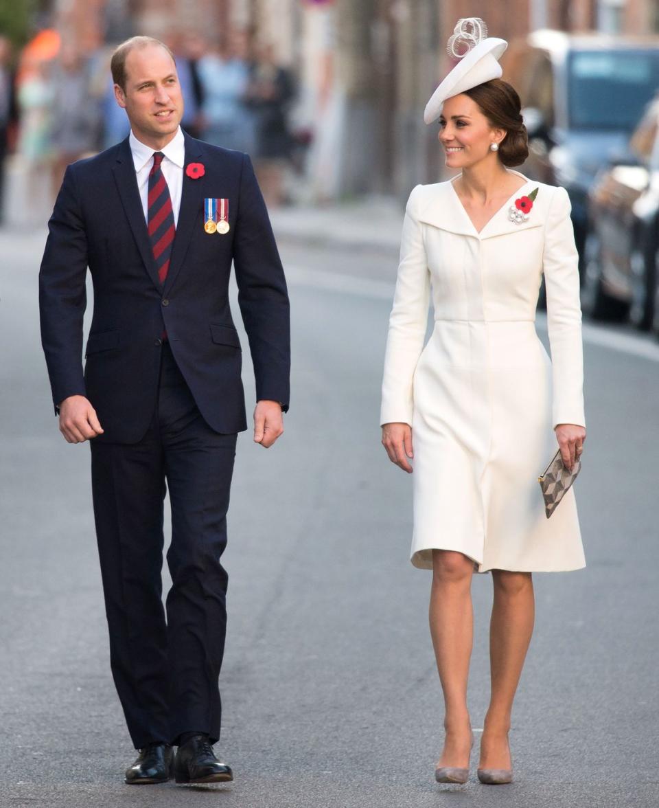 <p>In an Alexander McQueen coat dress and Gianvito Rossi pumps while out in Belgium. </p>