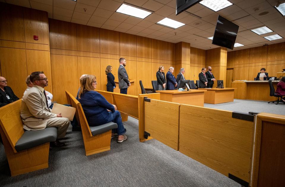 Sanda Andrews, who was shot in the face by David Murdock in 2019 before he killed her friend, Lisa Bunce, sits in the courtroom as she listens to the jury's recommendation Wednesday.