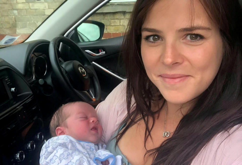 Nurse Naomi Hubbard delivered her own baby in the front seat of the car. (SWNS)