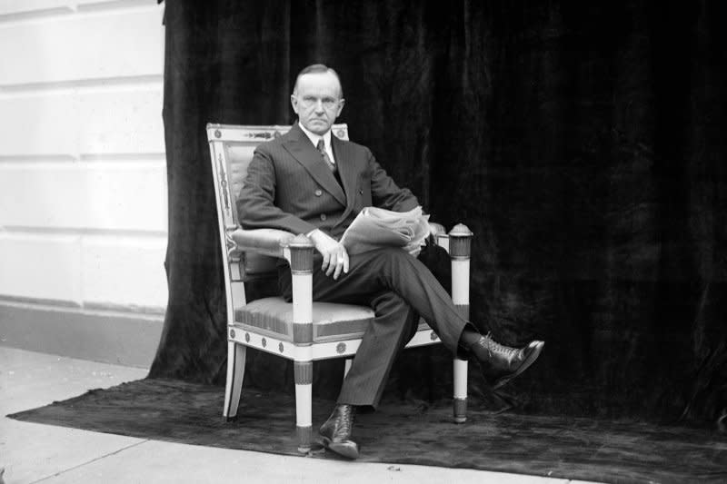 On August 3, 1923, Calvin Coolidge took the oath of office as president of the United States following the unexpected death President Warren G. Harding. File Photo by Library of Congress/UPI