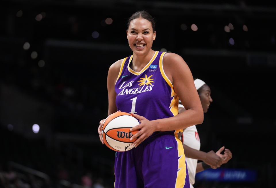 Liz Cambage, pictured here in action for the Los Angeles Sparks against the Washington Mystics.