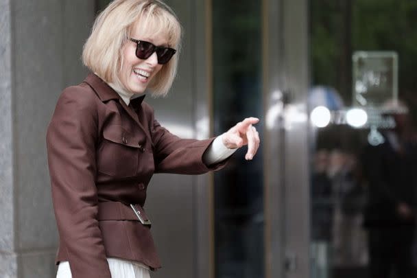 PHOTO: Magazine Columnist E. Jean Carroll arrives for her civil trial against former President Donald Trump at Manhattan Federal Court, May 9, 2023 in New York. (Spencer Platt/Getty Images)