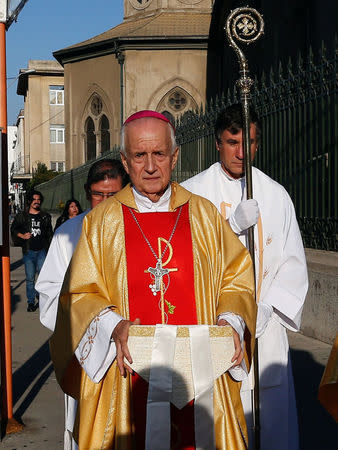 Bishop of Valparaiso Gonzalo Duarte Garcia de Cortazar, is seen in the street in Valparaiso, Chile March 28, 2018. Picture taken March 28, 2018. REUTERS/Rodrigo Garrido