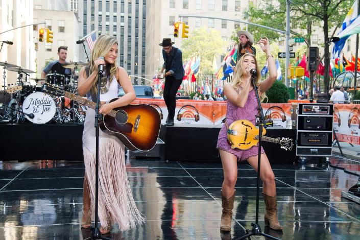 Country music duo Maddie &amp; Tae members Tae Dye, left, and Maddie Marlow will headline Country Fest at Hampton Beach.