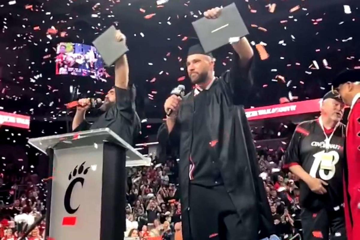 Jason Kelce Defends Brother Travis for Chugging Beer While Receiving Diploma