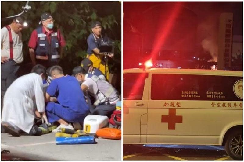 屏東科技園區今（22日）傍晚發生重大火警，造成至少82人傷亡。（翻攝吃喝玩樂臉書粉絲團直播、屏東小鎮資訊）