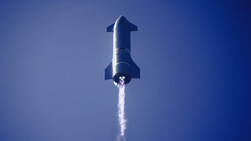 Starship prototype SN during a suborbital test flight, February 3, 2021.