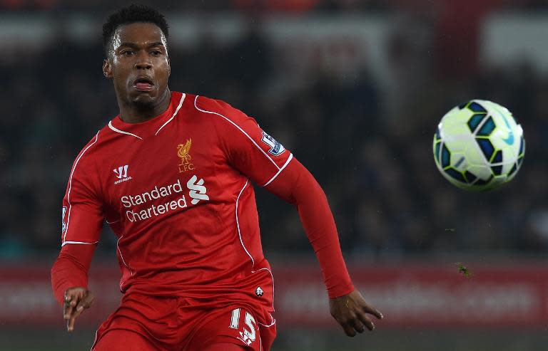 Liverpool's English striker Daniel Sturridge controls the ball during a Premier League match between Swansea City and Liverpool at the Liberty Stadium in Swansea on March 16, 2015