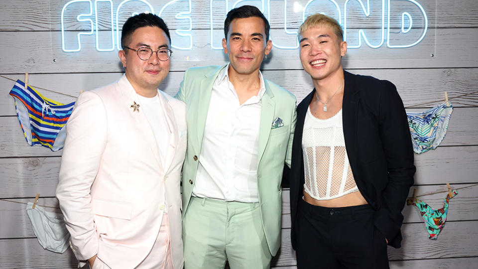 Bowen Yang, Conrad Ricamora and Joel Kim Booster - Credit: Monica Schipper/Getty Images for Ketel One Family Made Vodka