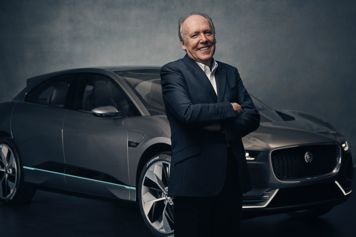 Jaguar's Director of Design, Ian Callum, in front of the company's concept electric SUV - the I-PACE