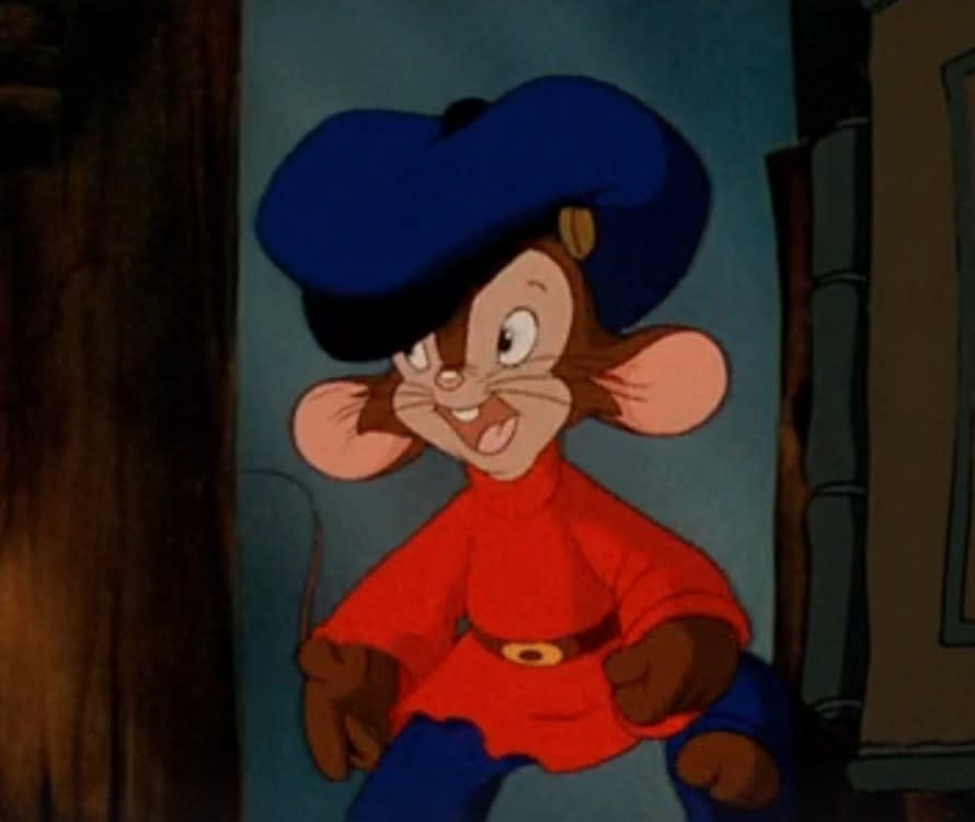 Fievel enters his home and greets his mother