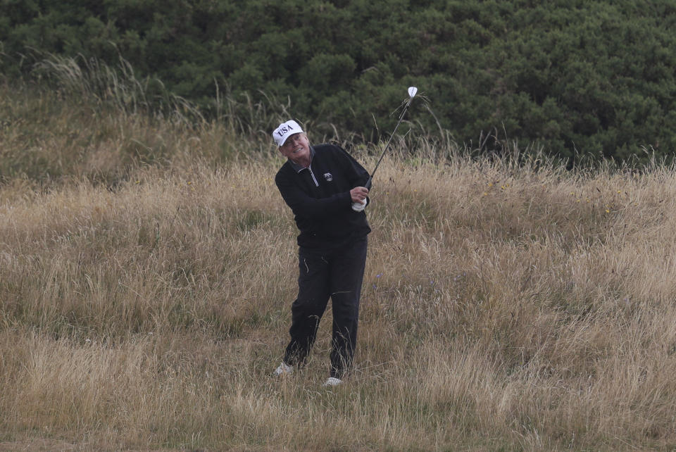 President Trump in Turnberry, Scotland, on July 15. (Photo: Andrew Milligan/PA via AP)