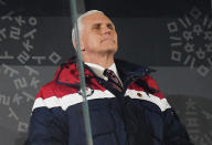 <p>Mike Pence looks on during the Opening Ceremony of the PyeongChang 2018 Winter Olympic Games at PyeongChang Olympic Stadium on February 9, 2018 in Pyeongchang-gun, South Korea. (Photo by Matthias Hangst/Getty Images) </p>