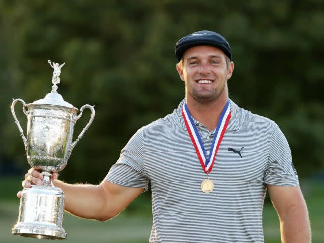 Bryson DeChambeau celebrates winning the US Open (Getty)