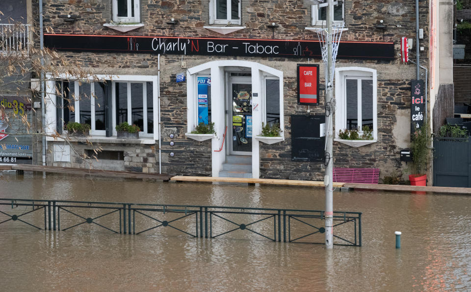 Floods in Guipry-Messac, Brittany, after the Vilaine River overflowed its banks. (Getty Images)