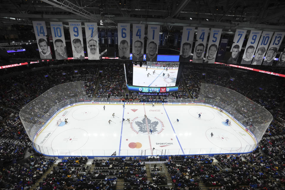 Toronto takes on Montreal during a PWHL hockey game Friday, Feb. 16, 2024, in Toronto. (Chris Young/The Canadian Press via AP)