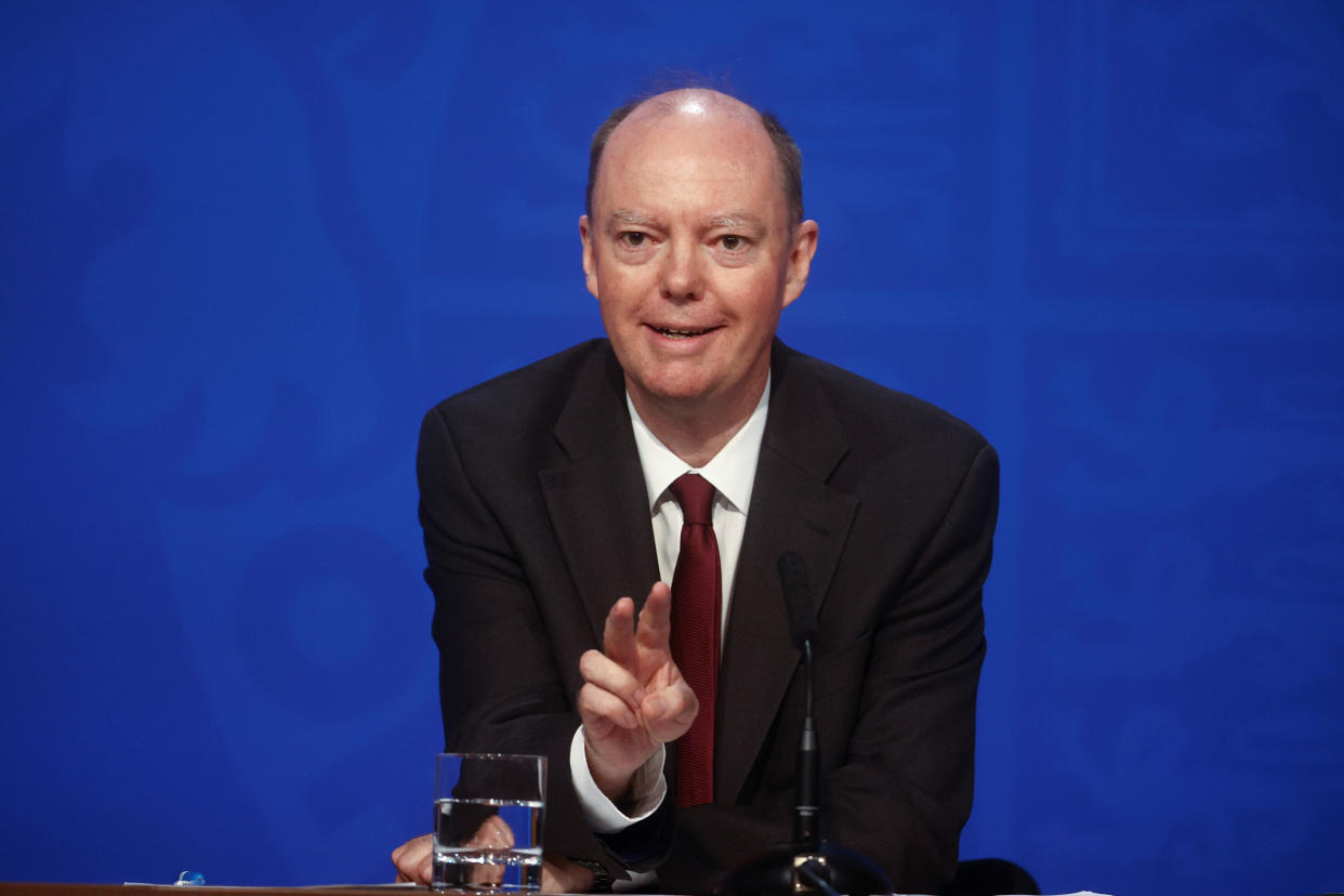 Chief Medical Officer for England Chris Whitty, during a media briefing in Downing Street, London, on coronavirus (Covid-19). Picture date: Monday September 13, 2021.