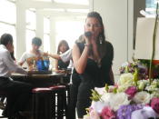 The singer entertains the guests before the girls are presented. (Yahoo! Singapore/ Deborah Choo)