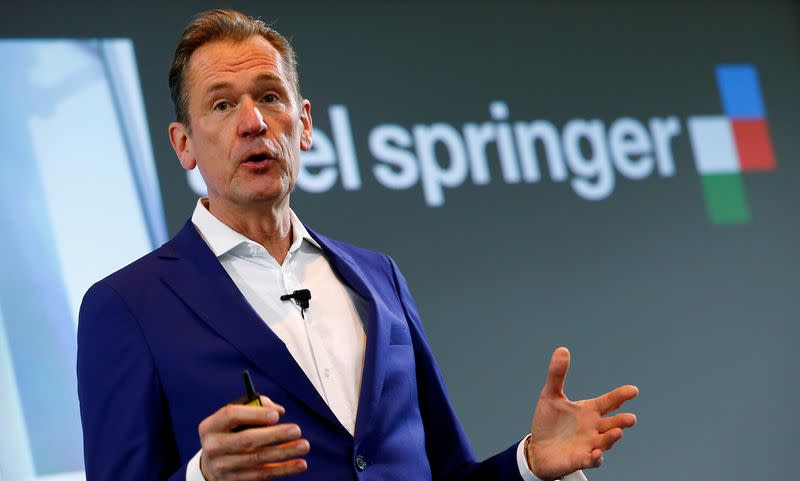 FILE PHOTO: CEO of German publisher Axel Springer SE Doepfner holds a speech during the annual news conference in Berlin