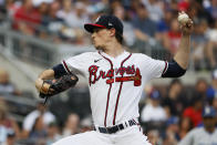 Atlanta Braves starting pitcher Max Fried throws to a Los Angeles Dodgers batter during a baseball game Saturday, June 25, 2022, in Atlanta. (AP Photo/Bob Andres)