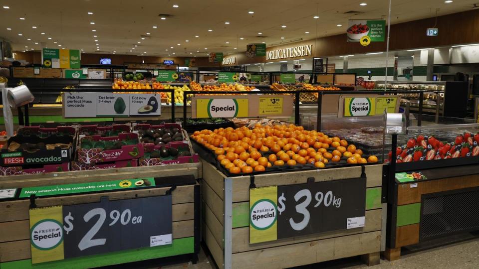 Fresh produce is seen at Woolworths supermarket