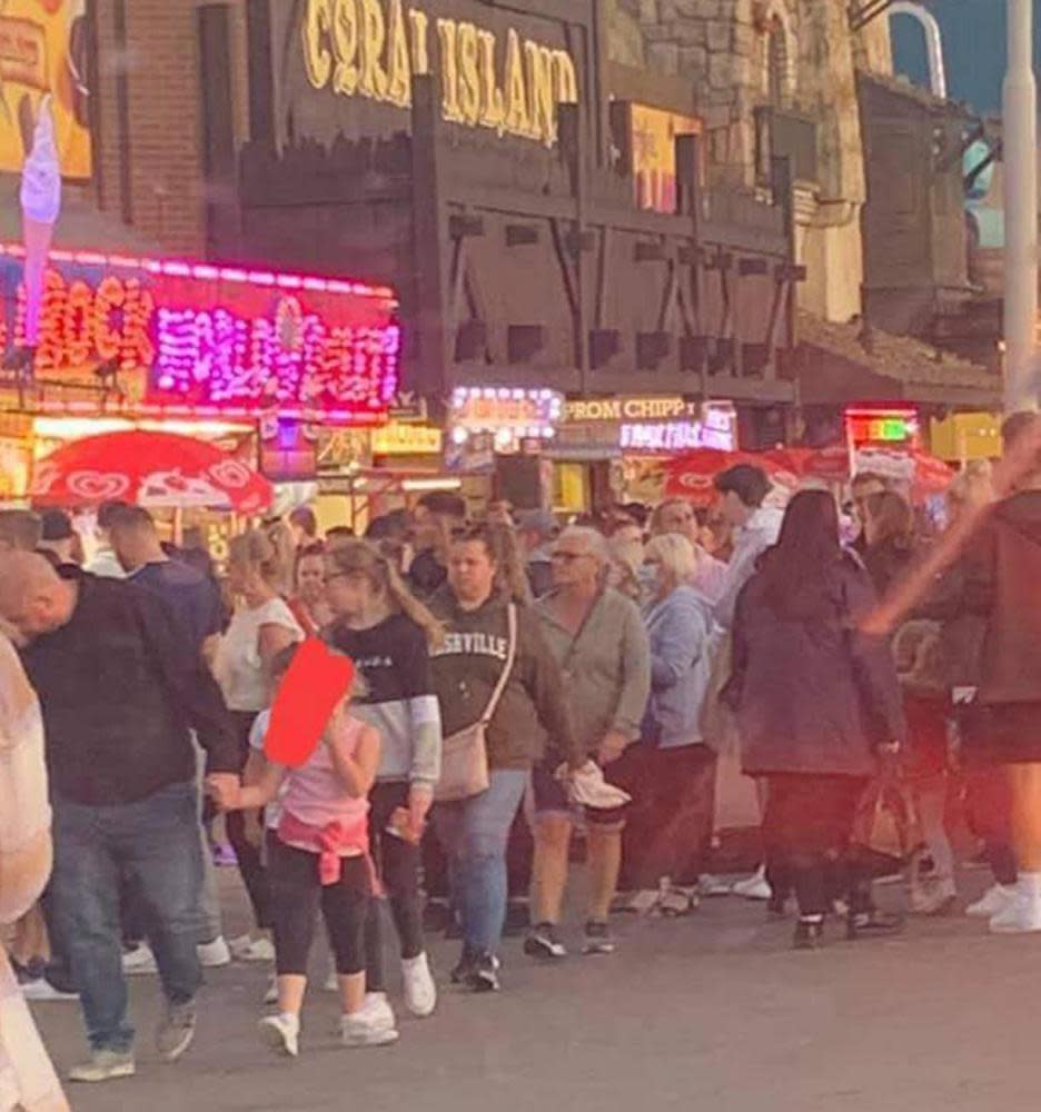 People on the promenade at Blackpool on Saturday.