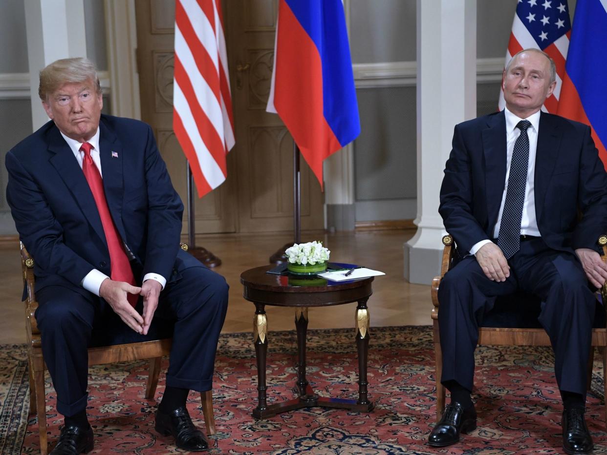 According to an Irish bookmaker, US President Donald Trump is more likely to be impeached after his meeting with Russia's President Vladimir Putin in Helsinki, on 16 July 2018: ALEXEY NIKOLSKY/AFP/Getty Images