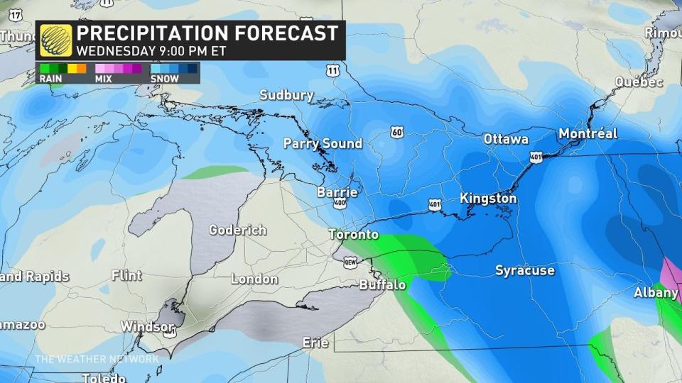 Ontario precip Wed 9pm