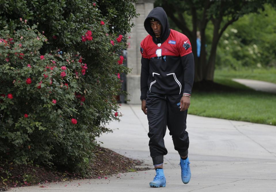 Cam Newton will not throw at the Carolina Panthers’ mandatory minicamp, the team announced. (AP)