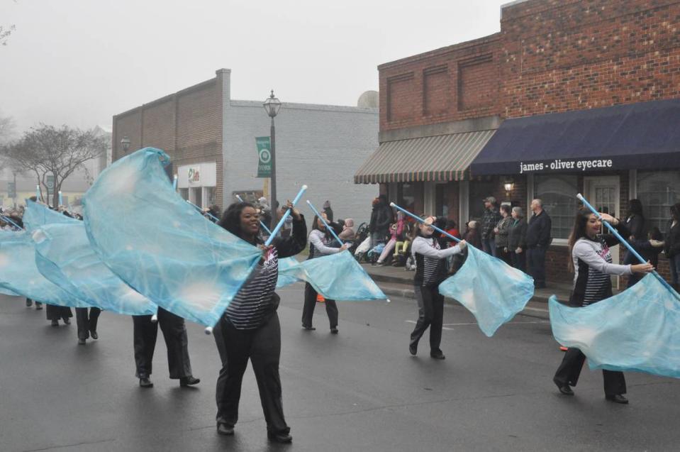 The York Cougarettes Guard from York Comprehensive High School marched in Saturday’s MLK Day parade in York.