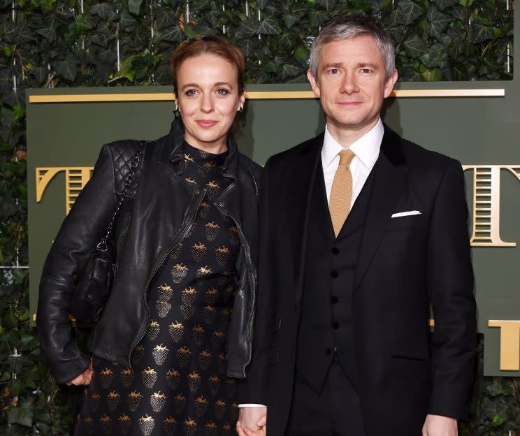 Amanda with her husband, Martin Freeman. Copyright: Rex