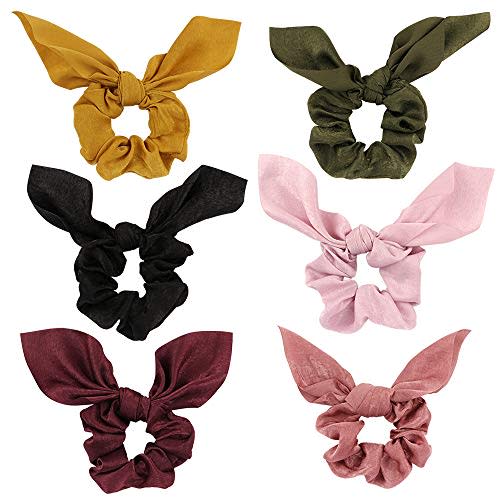 Jaciya 6 Pack Hair Elastic Scrunchies Chiffon Hair Scrunchies Hair Bow Chiffon Ponytail Holder Bobbles Soft Elegant Bow Scrunchies for Women Hair Ties, 6 Colors Scrunchies with Ribbon (Amazon / Amazon)