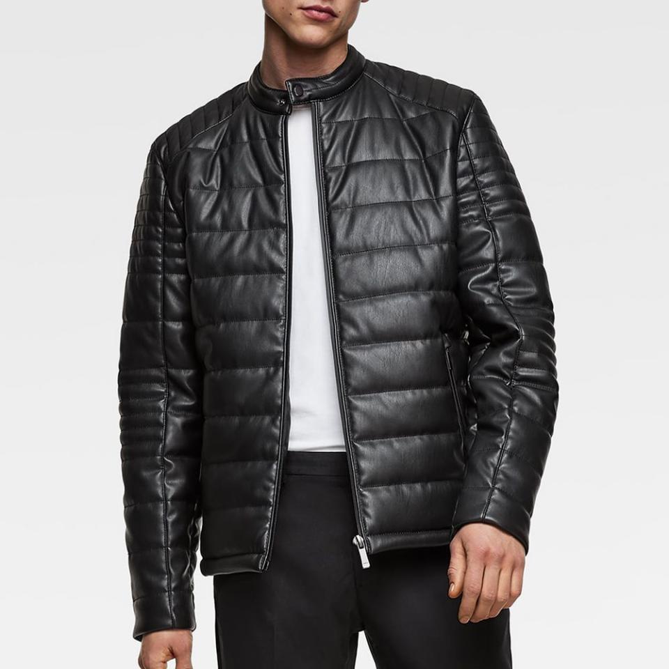 7) Zara Faux-Leather Padded Jacket for Men