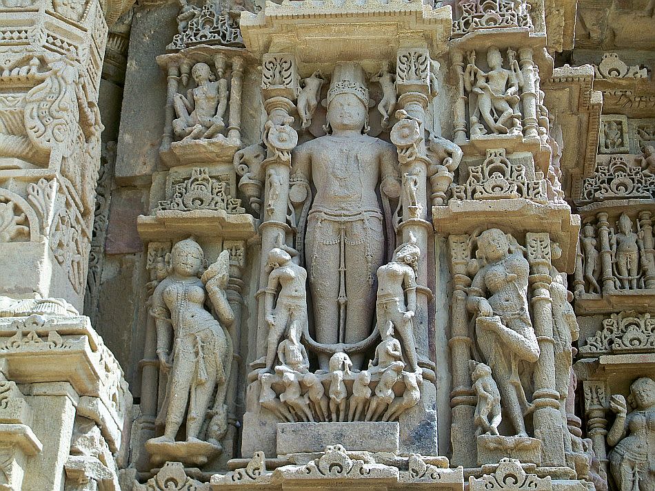 The god Surya portrayed here with with seven horses.