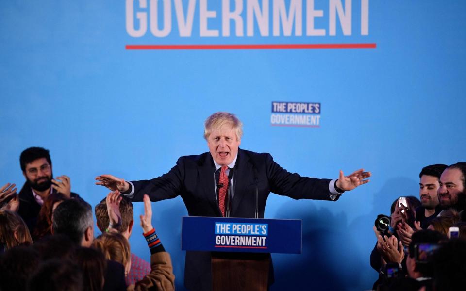 Boris Johnson speaks following the general election results - AFP