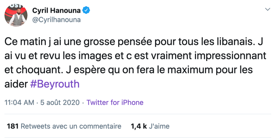 Les mots de soutien de Cyril Hanouna