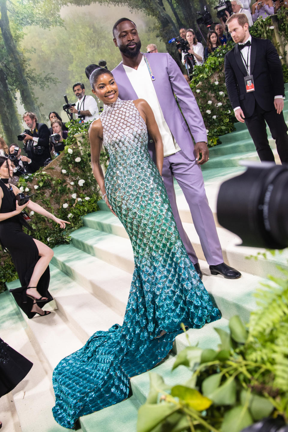 Gabrielle Union and Dwyane Wade at the 2024 Met Gala: "Sleeping Beauties: Reawakening Fashion" held at The Metropolitan Museum of Art on May 6, 2024 in New York City. (Photo by Lexie Moreland/WWD via Getty Images)