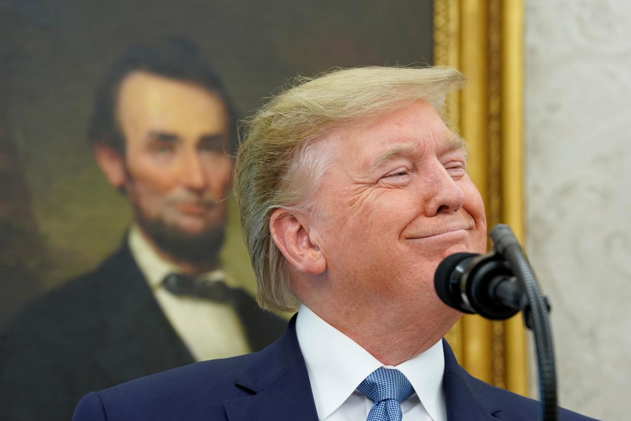 President Donald Trump has often name-dropped Abraham Lincoln in boasting of his record on race. (Kevin Lamarque/Reuters)