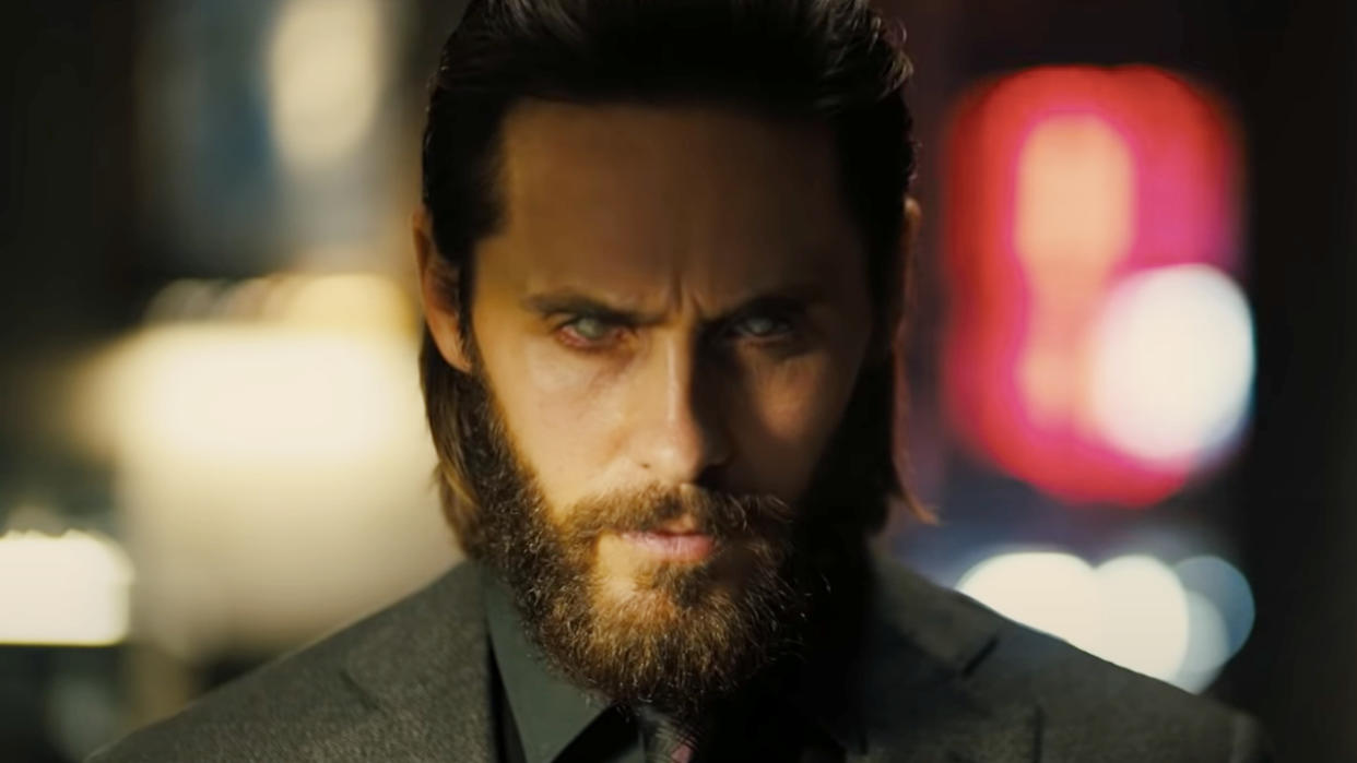  Jared Leto sits with a menacing look in Blade Runner 2036: Nexus Dawn. 