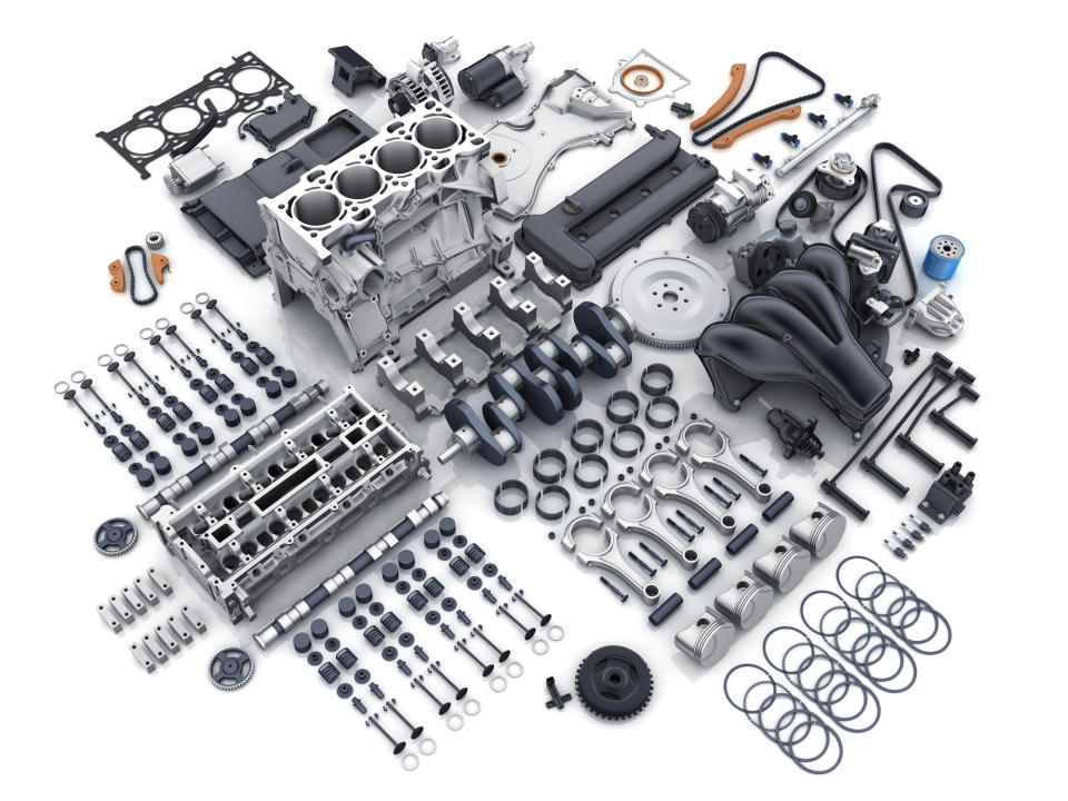 scattered automotive parts