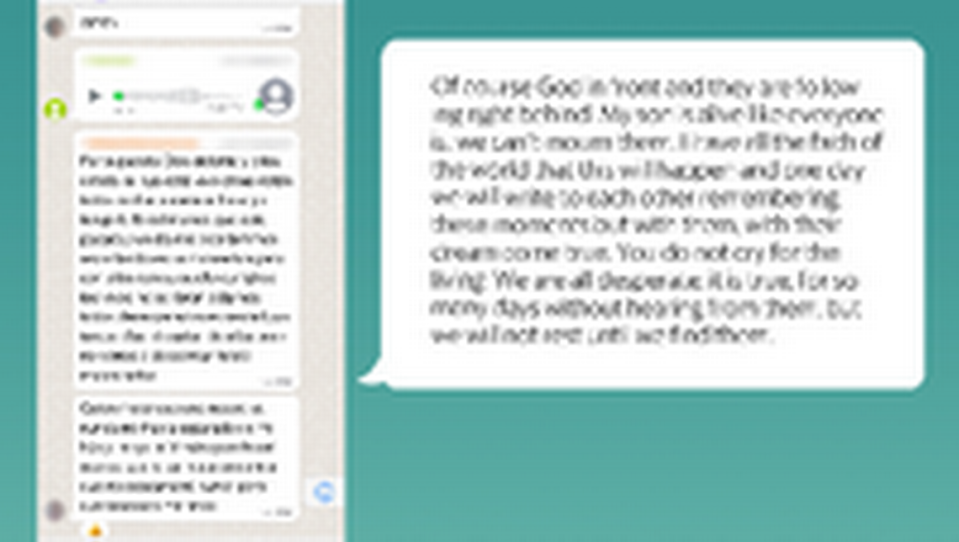 Translated WhatsApp message screenshots from family members who are looking for their loved ones after they went missing during migrant boat journeys from Cuba to the United States.