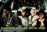 May the 4th may just be another day to you, but to legions of "<a href="http://movies.yahoo.com/movie/star-wars/" data-ylk="slk:Star Wars;elm:context_link;itc:0;sec:content-canvas" class="link ">Star Wars</a>" (1977) fanatics around the globe, it has lovingly become May the Fourth Be With You day. In case you've been living under a rock, the title is in reference to the movie's popular line, "May the force be with you." It may very well be the most quoted line in the history of film. Regardless, "Star Wars," as a motion picture and a pop culture phenomenon, probably deserves its own day. In celebration of such, we present this gallery of 10 fun facts about the film. So enjoy, and May the Fourth Be With You.<br>