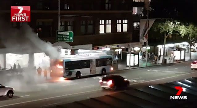 Witnesses filmed the bus blaze. Source: 7 News