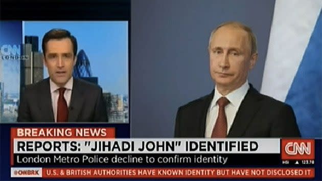 CNN accidently identified Jihadi John as Russia's PM, Vladimir Putin. Photo: Twitter