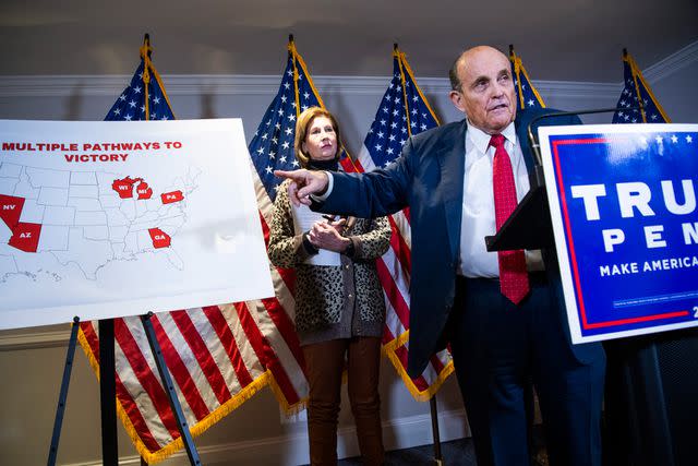 <p>Tom Williams/CQ-Roll Call, Inc via Getty</p> Rudy Giuliani holds a press briefing after the 2020 presidential election