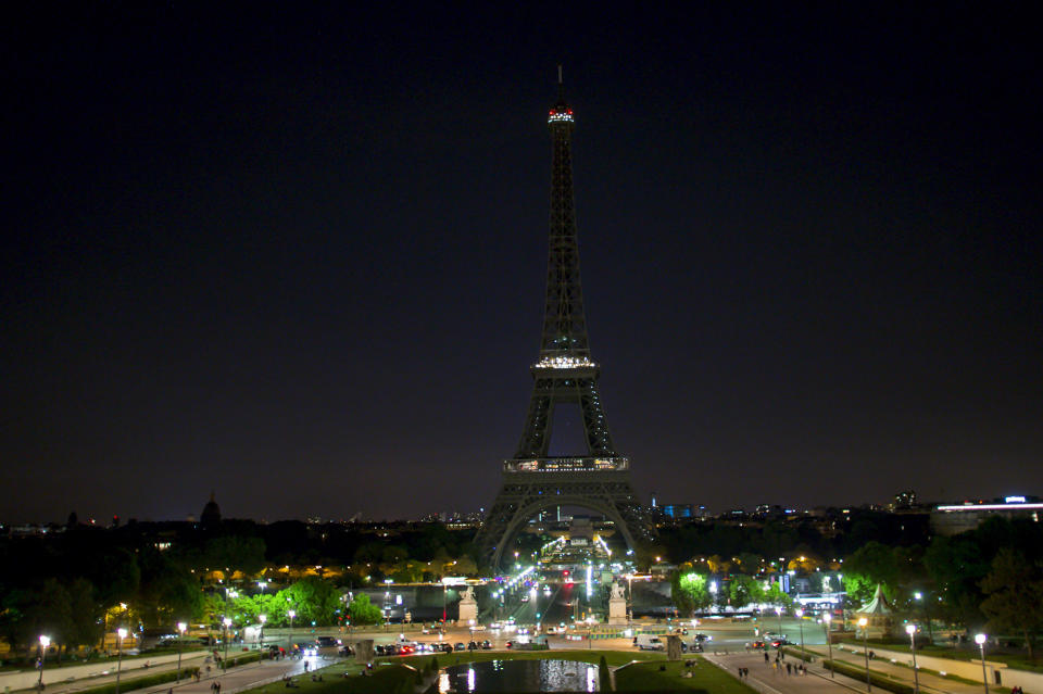 <p>The Eiffel Tower lights are turned off as a tribute to the Manchester bombing on May 23, 2017 in Paris, France. (Aurelien Meunier/Getty Images) </p>