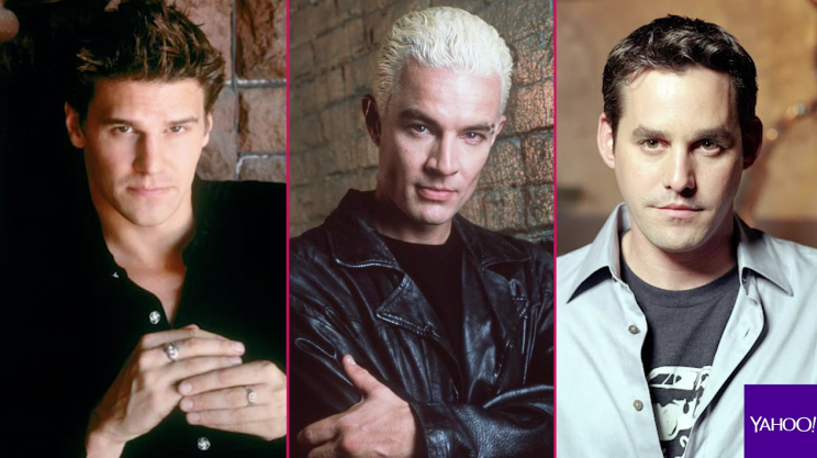 David Boreanaz (Angel), James Marsters (Spike), and Nicholas Brendon (Xander). 